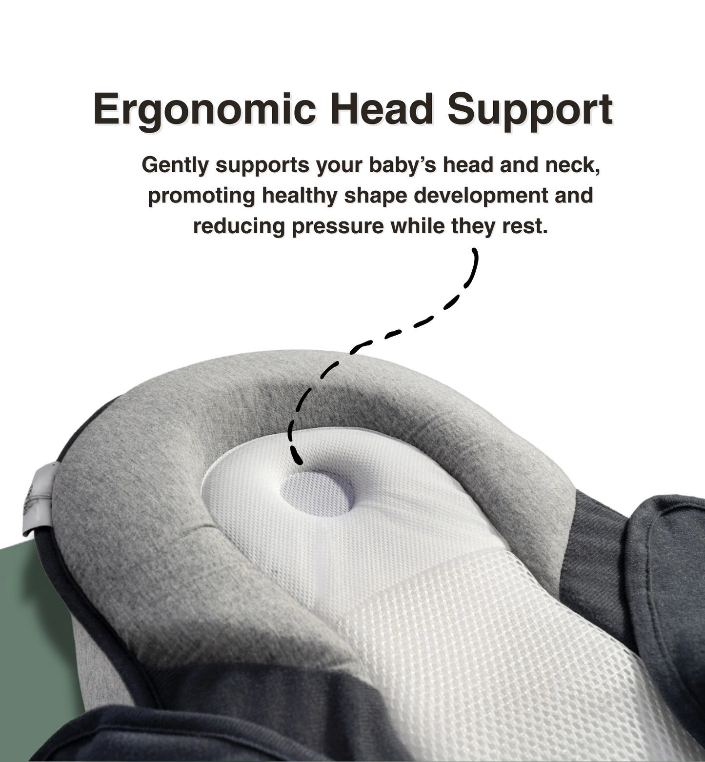 Close-up of breathable mesh fabric in newborn sleep pod”