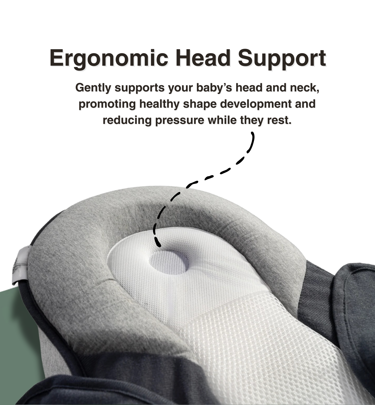 Close-up of breathable mesh fabric in newborn sleep pod”