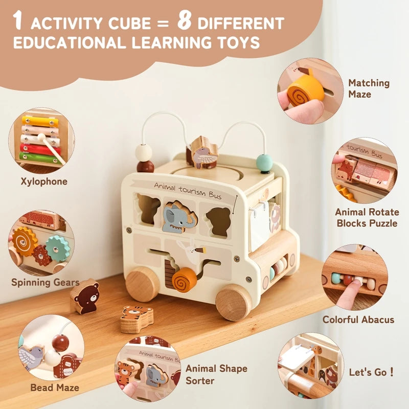 Montessori Wooden Activity Bus