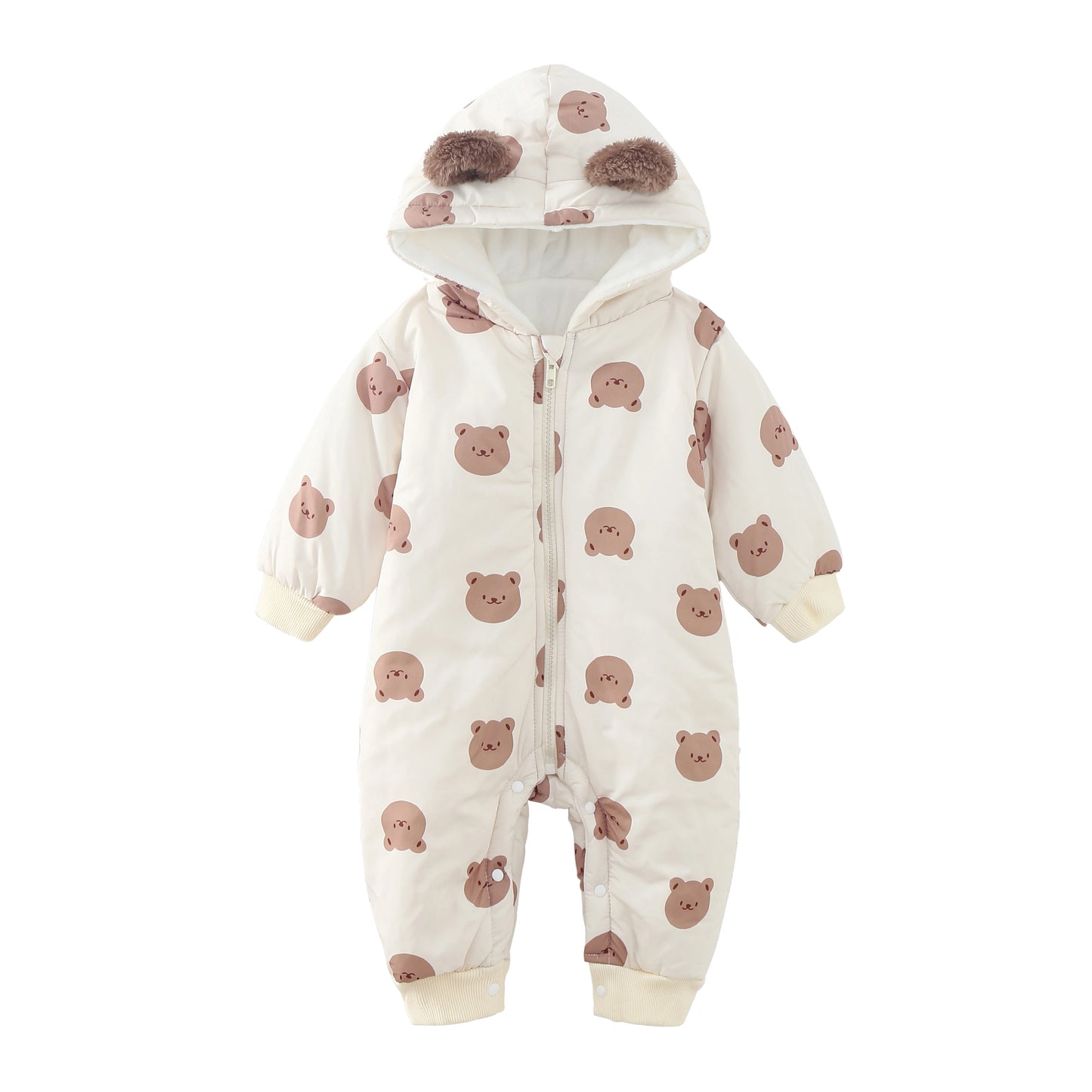 Winter Bear Fleece Hooded Romper